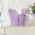 thumbnail image 6 of Odeerbi Kids Girls Skirt Outfits Summer Clothes Cotton Suspenders Ruffle Sleeve Tank Tops Buttons Skirt with Belt Fashion Two-piece Set 3-8 Years Purple, 6 of 6