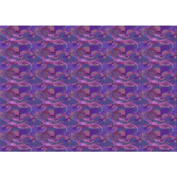 Ahgly Company Indoor Rectangle Patterned Purple Flower Purple Area Rugs, 5' x 7'