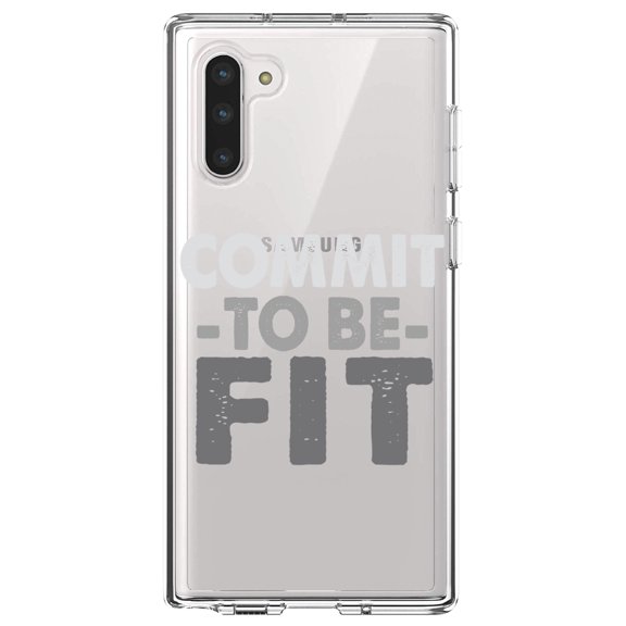 DistinctInk Clear Shockproof Hybrid Case for Samsung Galaxy Note 10 (6.3" Screen) - TPU Bumper Acrylic Back Tempered Glass Screen Protector - Commit To Be Fit