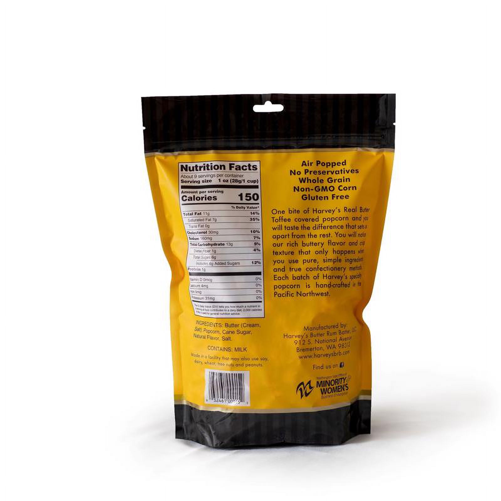 Harveys 6056560 9 oz Real Butter Bagged Toffee Popcorn, Pack of 12