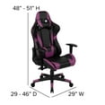 thumbnail image 4 of Flash Furniture X20 Gaming Chair Racing Office Ergonomic Computer PC Adjustable Swivel Chair with Fully Reclining Back in Purple LeatherSoft, 4 of 7