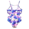 thumbnail image 2 of Serdomi Girls One Piece Swimsuits - Adjustable Straps Side Cut Out Palm Tree Print Bathing Suit for Kid Size 10, 2 of 7