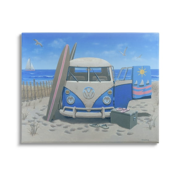 Stupell Industries Tropical Summer Beach Van Coastal Painting Gallery Wrapped Canvas Print Wall Art