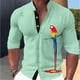 thumbnail image 1 of Camisa deportiva musculosa de moda 2024 para hombre, diseño de pájaro y cocotero hawaiano, sencilla, suave y cómoda, con botones y mangas largas, 1 of 6