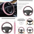 thumbnail image 4 of Uorisanigo Pink Leopard Print 10 Pieces Auto Seat Cover Car Steering Wheel Cover Cars Seat Belt Pad Cover and Water Cup Coaster Keychains Comfortable Elastic Fabrics Auto Interior for Car SUV, 4 of 7