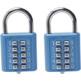 thumbnail image 1 of HUGFEGWE 10 Digit Combination Padlock Push Button Digital Lock for Suitcase Luggage Drawer Door Toolbox,Fixed Gym Cabinet Door Toolbox Padlock Gym Sports School and Employee Lock,Blue 2PCS UA824-6877, 1 of 8