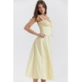 thumbnail image 6 of Women'S Strapless High Split Long Maxi Dress Ruched Suspender Sleeveless Bodycon Party Cocktail Dresses Light Yellow XXL, 6 of 9