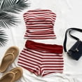 thumbnail image 5 of Stichou 2 Piece Shorts Sets for Women Strapless Striped Tube Crop Tops and High Wasited Shorts 2026 Summer Birthday Outfits Red XL, 5 of 6