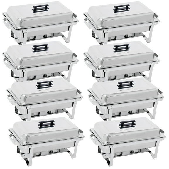 ZENSTYLE 8 Pack 8QT Chafing Dish High-Grade Stainless Steel Pans Catering Full Size Includes Food Pan, Water Pan and Fuel Holders