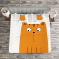 thumbnail image 3 of Ambesonne Cartoon Quilted Bedspread Set 3 Pcs, Kitty Fun Humor, Queen Size, Marigold Grey, 3 of 3