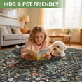 thumbnail image 4 of Bleum Cade 8'x10' Dark Floral Area Rug for Living Room, Vintage Boho Washable Low Pile Rug, Distressed Retro Ultra Soft Non Slip Durable Large Carpet for Bedroom Dining Room Home Decor, 4 of 10