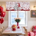 thumbnail image 6 of Valentine's Day Valance Curtain for Windows Red and Grey Gnome Roses Love Heart Wood Rod Pocket Curtain Valances Short Window Treatments Panels for Kitchen Bathroom Laundry Room Basement 56 x 16 Inch, 6 of 9