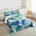 thumbnail image 3 of Manfei Geometric Abstract Bedding Comforter Set, Blue Square Rectangle Twin Comforter Sets, Teen Kid Child Adult Reversible Bedding Set, Breathable Home Decor, 2pcs, 3 of 8