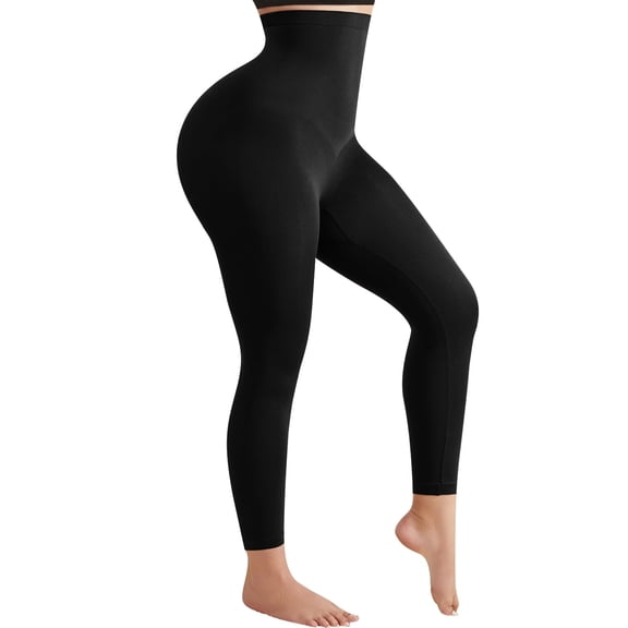 Athlemo Women's High-Waisted Shapewear Capri Tummy Control Butt Lifting Thigh Slimmer Black