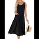 thumbnail image 2 of Vestido de Verano para Mujer, Sin Mangas, Floral, con Cuello Redondo, Cintura Alta, Corte A, Midi y Bolsillos Negro S, 2 of 10