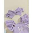 thumbnail image 6 of Bslissey Baby Girls Fly Sleeve Romper Bunny Carrot Embroidery Frills Jumpsuit Backless Bodysuit with Bow Headband 3M 6M 12M 18M Newborn Infant Easter Casual Clothes, 6 of 9