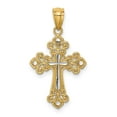 thumbnail image 5 of 14k Yellow Gold with Rhodium Solid White Rhodium Diamond Cut Cross Charm Pendant, 5 of 7
