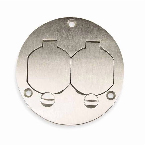 Box Cover, Floor Box Type, 2 Gang, Aluminum, Duplex Receptacle Cover Type