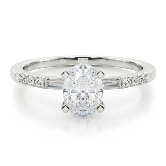 Alor Jewel 2.1 Ct Lab Created Diamond Oval Cut Wedding Ring for Women - Three Stone Prong Set Ring - 14K White Gold Over Jewelry - Ideal Gift for Her - 23rd Anniversary Gifts Not Too Expensive