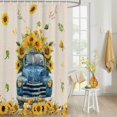 thumbnail image 4 of Fabric Shower Curtain, Summer Blue Truck with Sunflowers Beige Shower Curtains with 12 Hooks Waterproof Machine Washable Bath Curtains for Bathroom, 54 x 78in, 4 of 6