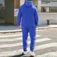 thumbnail image 3 of Fgnfyis Men and Women Sports Suit Autumn and Winter Leisure Solid Color Hooded Sweater Pants with Tassels Sports Suit Men Sets 2 Piece Outfits Blue XL, 3 of 8