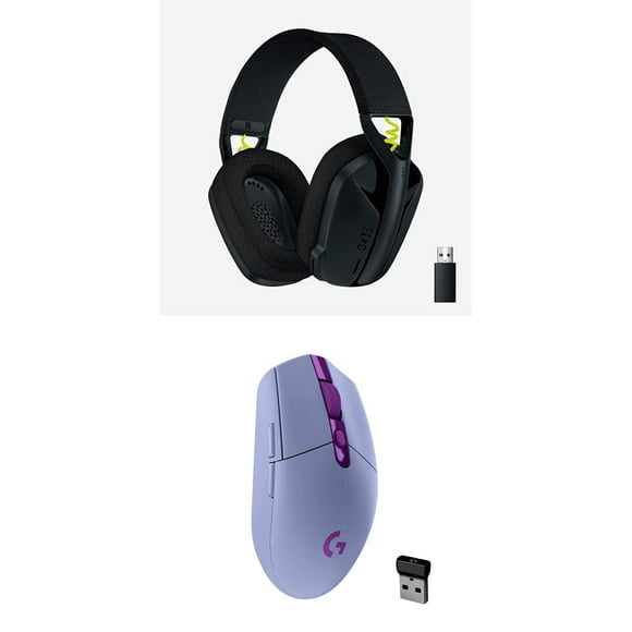 Logitech G LIGHTSPEED Wireless Gaming Bundle, G305 LIGHTSPEED Wireless Gaming Mouse, Lilac and G435 LIGHTSPEED Bluetooth Wireless Gaming Headset, Lightweight, for PC, Mac - Black