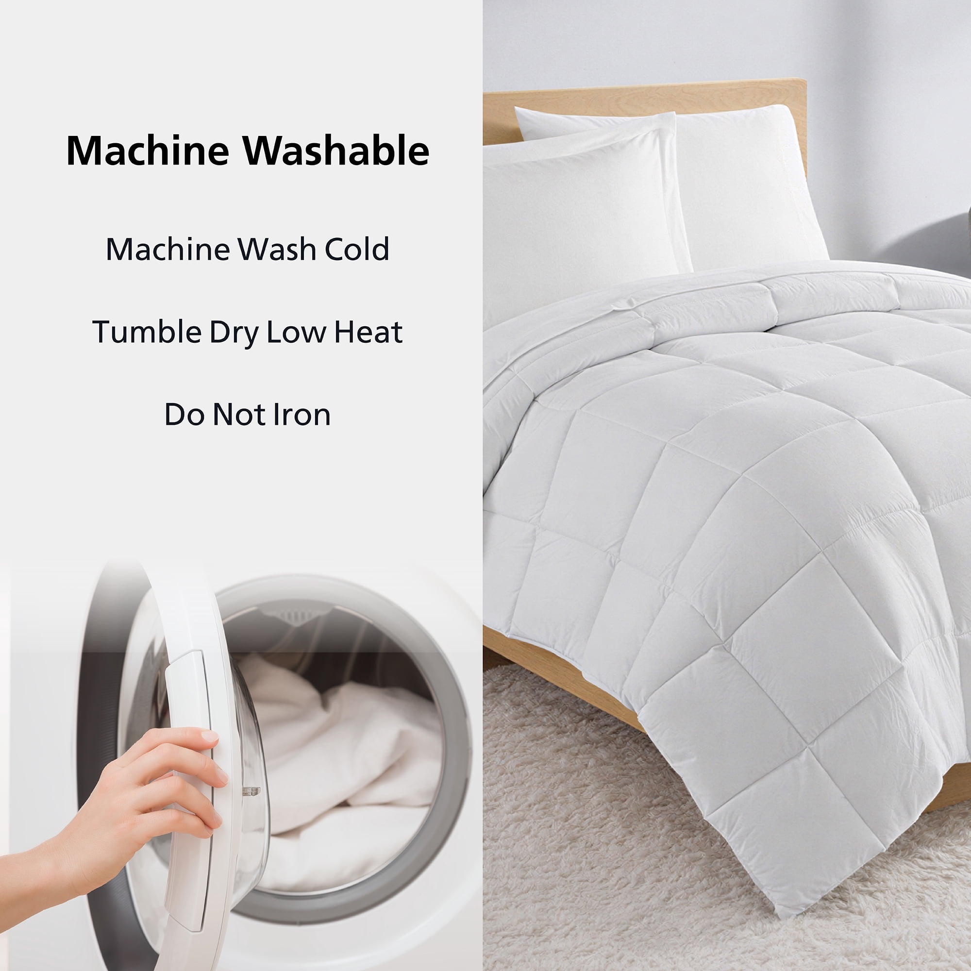 Mainstays All in One Down Alt Reversible Comforter and Sheet set- 5 Piece, Twin, White