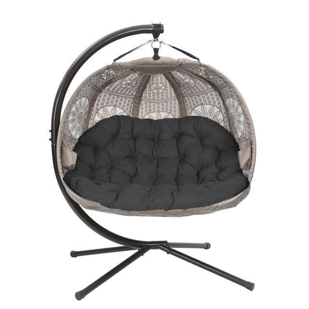 Flower House FHPC100-DCBLK Pumpkin Loveseat, Black/Sand Cover
