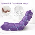 thumbnail image 4 of Adjustable 14 Position Floor Chair Folding Lazy Gaming Sofa Cushioned Purple, 4 of 8