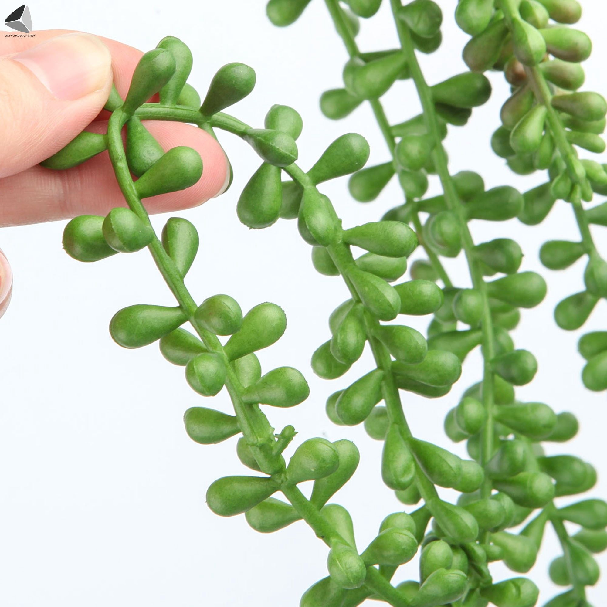 PULLIMORE 4 Pcs Artificial Succulents Hanging Plants Fake Succulent String of Pearls Plastic Vine Plants Decorations for Wall Home Garden Patio Wedding Party (Long + Short)