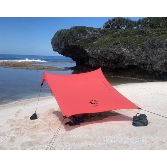 Carpa de playa Neso 213 x 213 cm con toldo portátil, color rojo