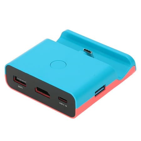 Emoshayoga Switch Dock Compatible con Nintendo Switch, Adaptador convertidor de Video HDMI para Switch/Lite Game Machine Mini Soporte de Carga portátil(Azul y Rojo)