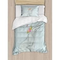 thumbnail image 3 of Elephant Nursery Duvet Cover Set Queen Size, Elephant and Little Mouse Friendship Fun Art Hand Drawn Flowers Design, Decorative 3 Piece Bedding Set with 2 Pillow Shams, Multicolor, by Ambesonne, 3 of 3