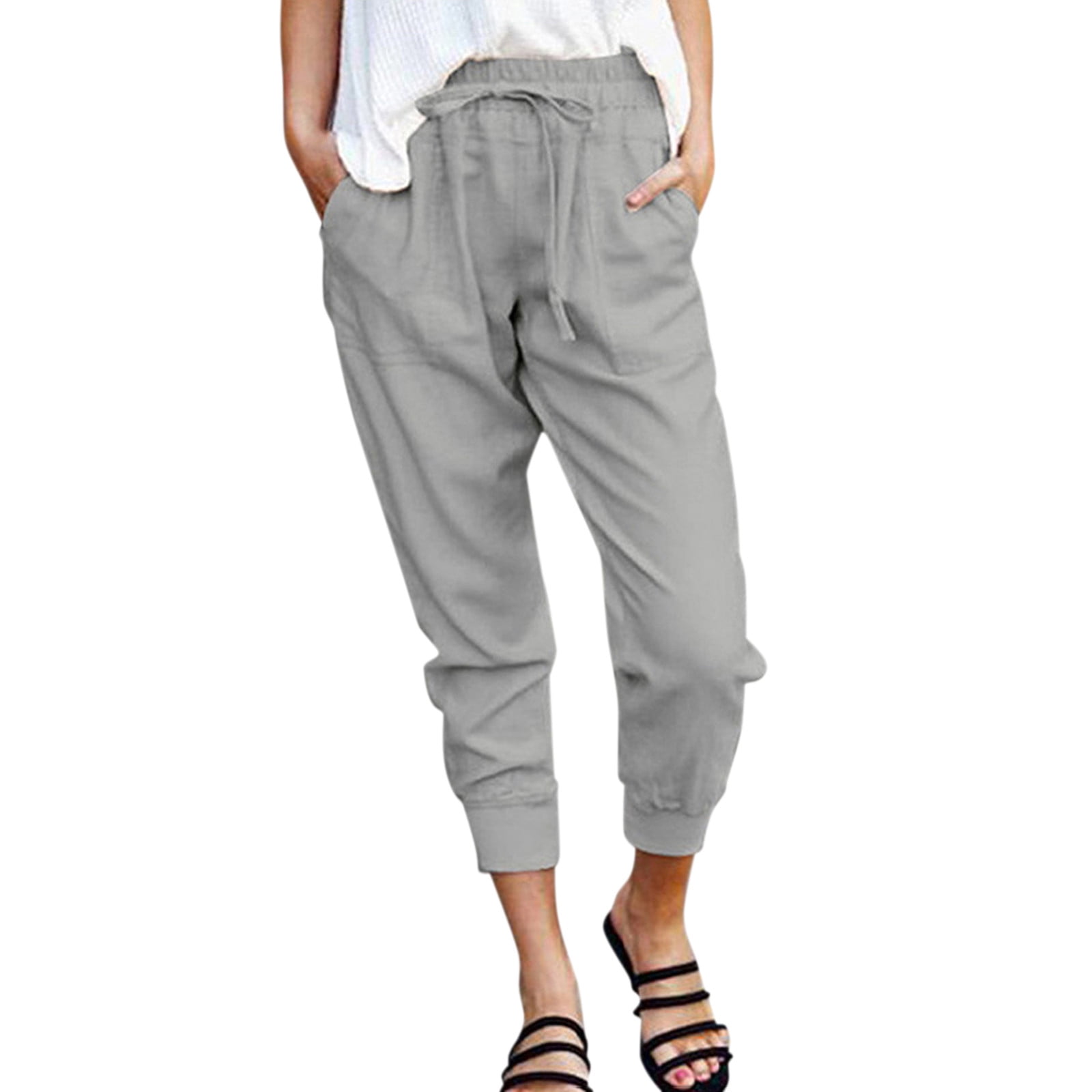 Larisalt Cargo Pants Women,Women's Casual Cotton Linen Pant Unique Pockets  Gray,XL - Walmart.com