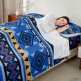 thumbnail image 4 of Manfei Southwestern Aztec Queen Sheets, , Blue Black Queen Sheet Sets, Black Reversible 4pcs1 Flat Sheet + 1 Fitted Sheet + 2 Pillowcases, 4 of 6