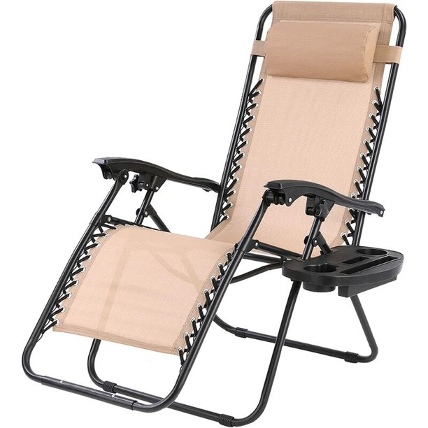Tumbona Plegable Jardin, Incluye Soporte para Bebidas, Almohada, Respaldo y Reposabrazos Ajustables, Tumbona Ergonómica y Transpirable para el Almuerzo, Beige esquí esquí Gafas de esquí