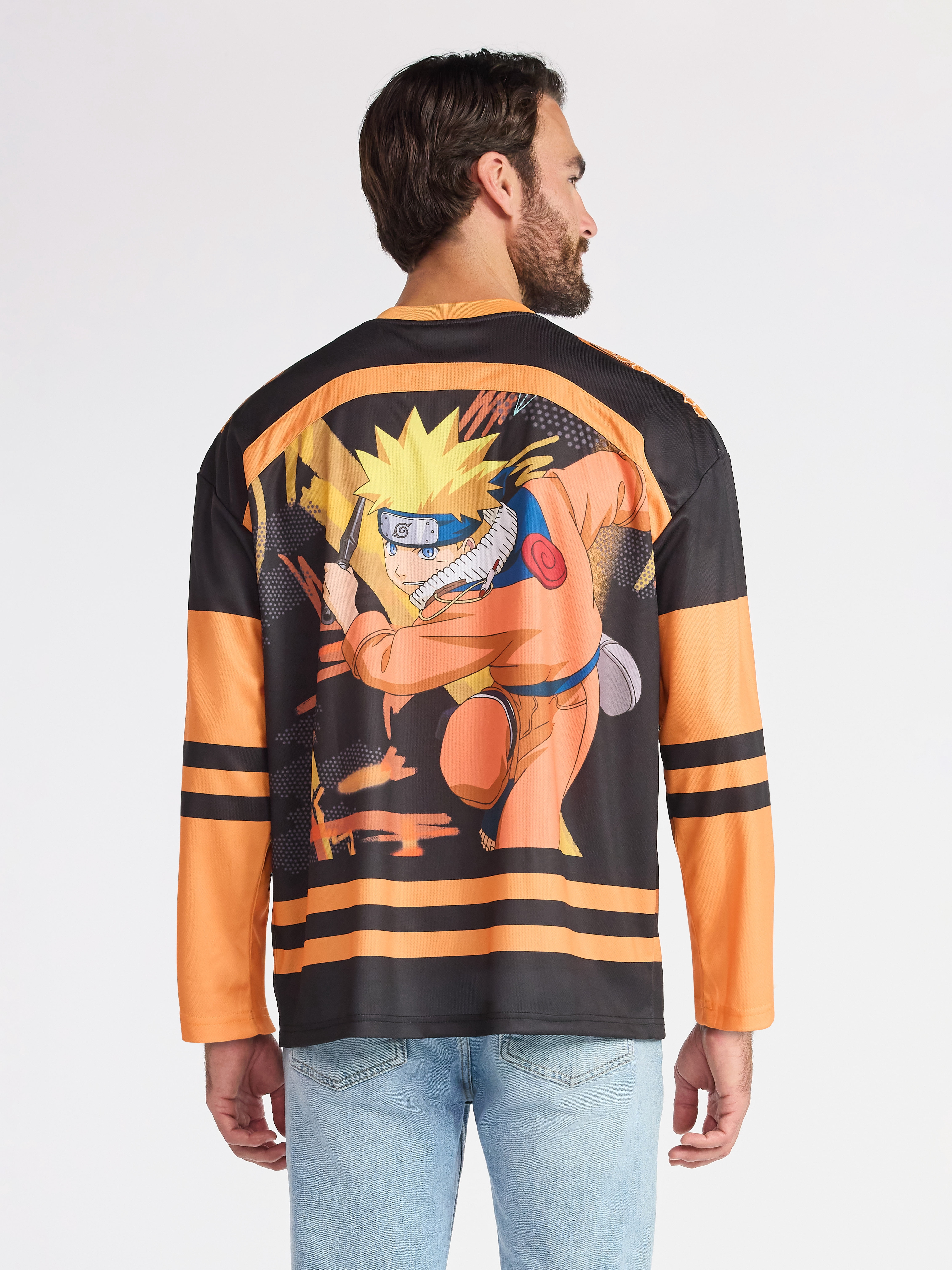 Naruto Men's & Big Men's Graphic Long Sleeve Hockey Jersey, Sizes XS-3XL