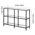 thumbnail image 5 of KFFKFF 3-Tier Glass Console Table, Contemporary Rectangular Side Table with Tempered Glass Surface and Metal Frame, Gold Console Desk with Safety Features for Living Room, Hallway, Entryway, Foyer, 5 of 9