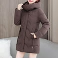 thumbnail image 5 of Makaor Women Puffer Coat Pockets Hooded Jacket Solid Plus Size Zipper Front Long Sleeve Outerwear Quilted Warm Clothes, 5 of 8