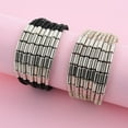 thumbnail image 2 of Set of 2 Plastic Mix Black White Seed Bead Adjustable Cuff Bangle Bracelet for Women Jewelry Birthday Christmas Gifts for Women, 2 of 7