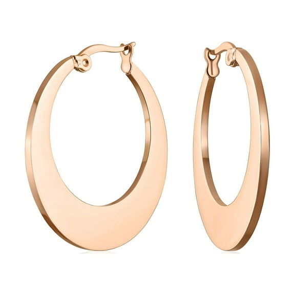 Bling Jewelry Womens Fashion Hoop Huggie Earrings Black or Rose Gold 1.25 Inch Diameter