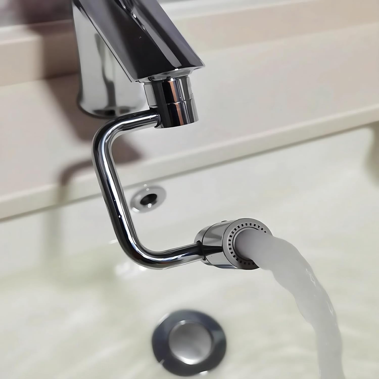 1080° Faucet Extender For Bathroom Sink,Kitchen Faucet Aerator,Faucet Extender For Kids,2 Spray Modes,Aerator For Sink Faucet(Silver)