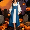 thumbnail image 5 of Renaissance Costume Women Medieval Dress Renaissance Pirate Dresses Blue XXL, 5 of 7