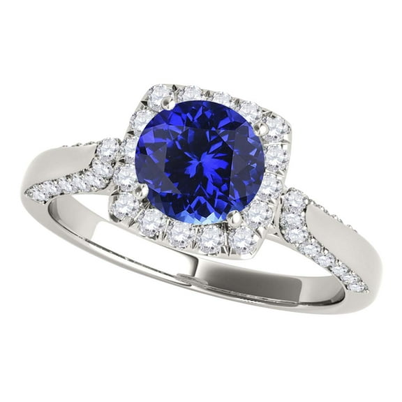 Aonejewelry 1.25 Ct. Ttw Diamond and Tanzanite Ring In 14k White Gold