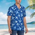 thumbnail image 5 of Daiia Airplanes in the Sky Hawaiian Shirt for Men Gentle Cotton Regular Short Sleeve Casual-XX-Large, 5 of 9