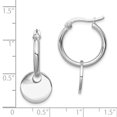 thumbnail image 2 of Beautiful Sterling Silver Round Disc Dangle Hoop Earrings, 2 of 2