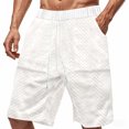 thumbnail image 4 of Sentmoon Mens Gym Shorts High Waist Loose 2025 Summer Golf Shorts Drawstring Solid Color Knitted Quick Dry Bathing Suit with Pockets Trendy for Sports Running White L, 4 of 8