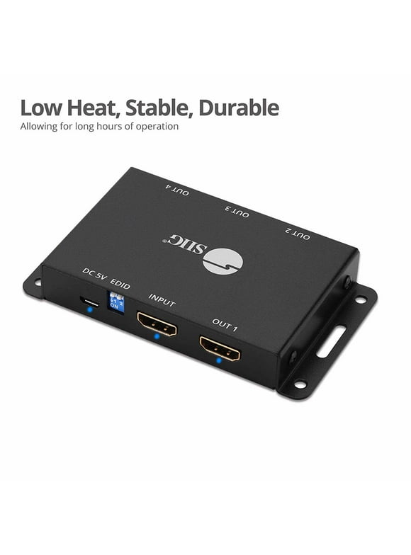 SIIG 4-Port HDMI 2.0 HDR Mini Splitter Amplifier with EDID Management