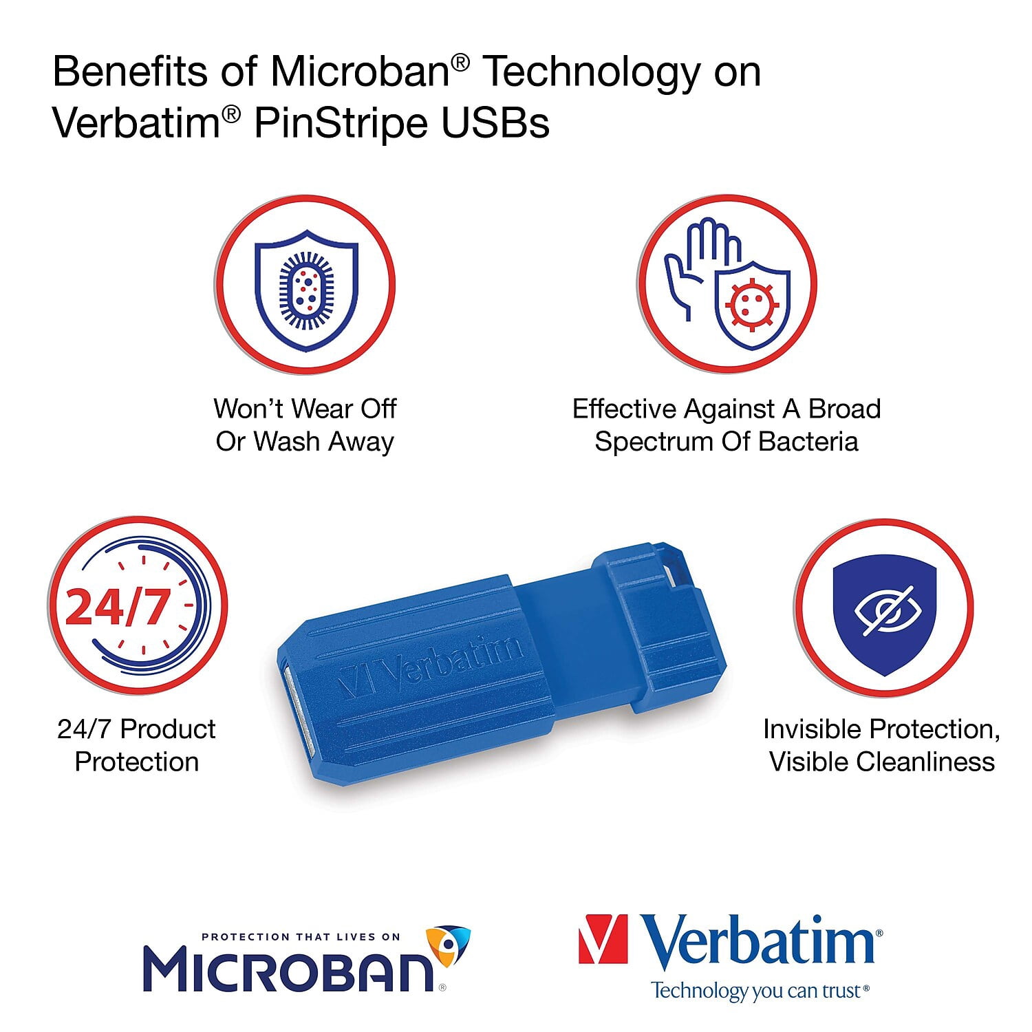 Verbatim PinStripe 16GB USB 2.0 Flash Drive, 5-Pack