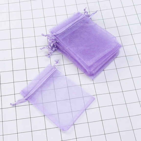 WHAMVOX 100pcs Net Yarn Packing Bag Beautiful Gift Candy Storage Bag for Girl (9*12cm; Lilac)